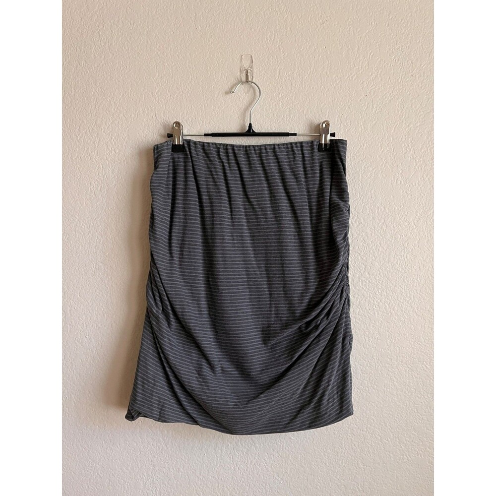James Perse Women's Striped Jersey Ruched Skirt in Gray Size 3/LARGE